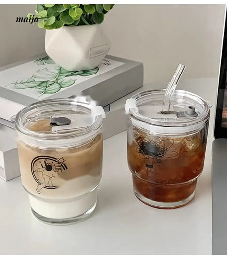 BANKE Summer Portable Glass Latte Coffee Cup from BANKE