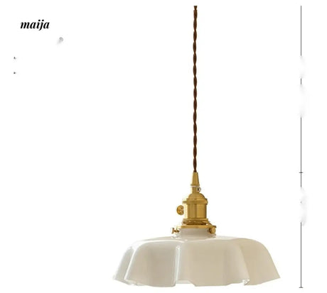 LYNN Cream Brass Retro Ceiling Lamp from Lynn's Lamp