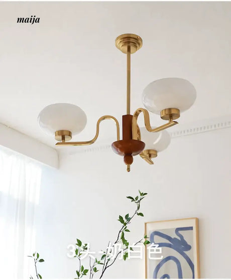 NANCY Teak Chandelier Modern Retro Glass Design from NANCY