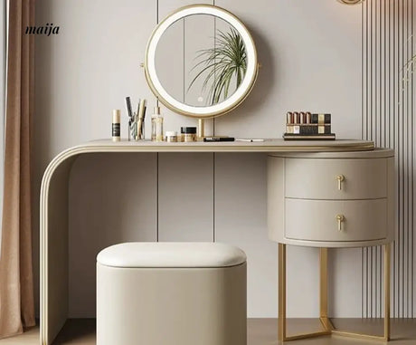 Ashleigh Simple Modern Dressing Table with Integrated Storage Cabinet from maija