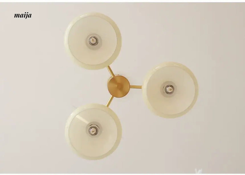 NANCY Japanese Retro Glass Chandelier Walnut Style from NANCY