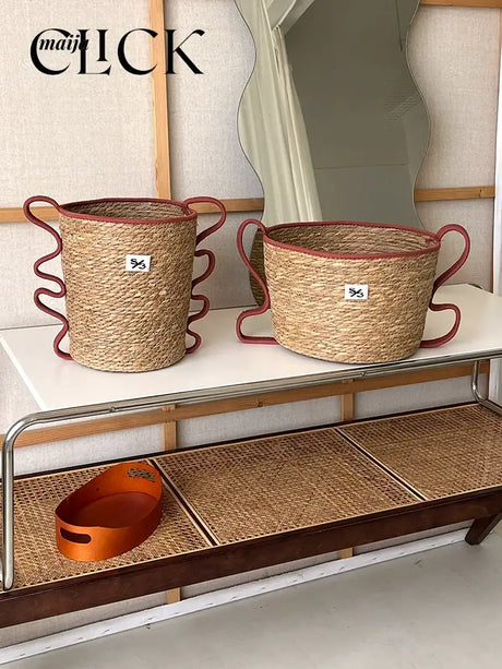 CLICK Handwoven Straw Storage Bucket Toy Basket from HOBBYTREE