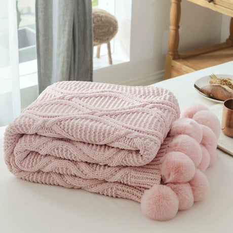 MISTYWOOD Fuchsia Knitted Plush Sofa Duvet from MISTYWOOD