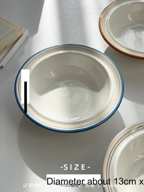 YASUKI Minja Retro Striped Ceramic Soup Bowl from YASUKI