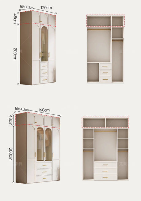 AIWO Romy Economical French Cream Wardrobe with Desk Integration from AIWO