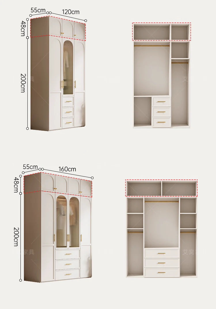 AIWO Romy Economical French Cream Wardrobe with Desk Integration from AIWO