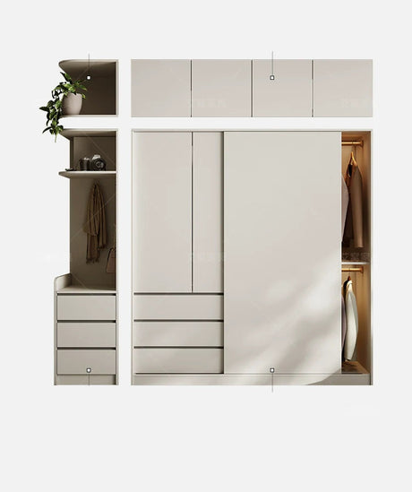 AIWO Lisette Compact Cream Sliding Door Wardrobe for Bedrooms from AIWO