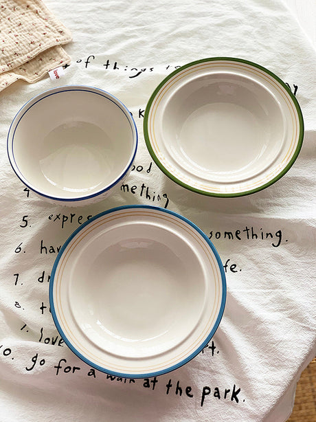 YASUKI Minja Retro Striped Ceramic Soup Bowl from YASUKI