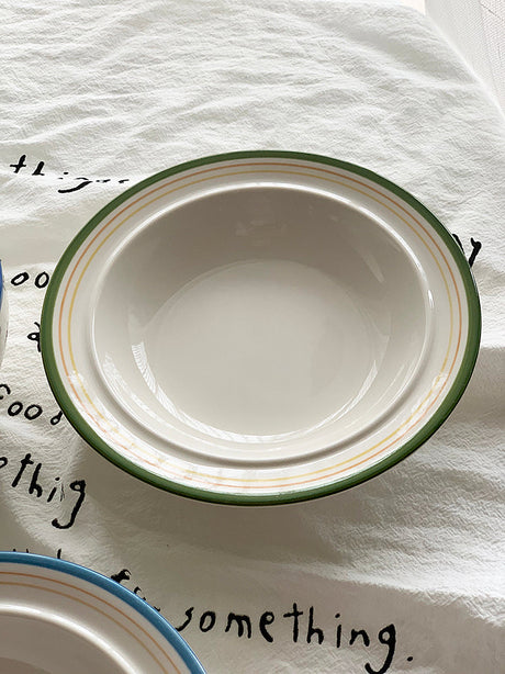 YASUKI Minja Retro Striped Ceramic Soup Bowl from YASUKI
