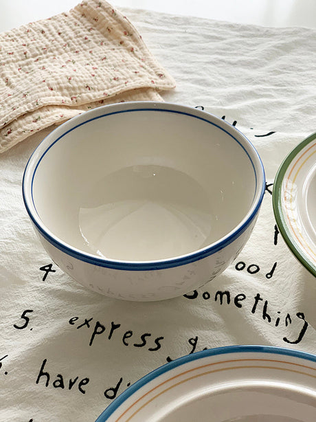 YASUKI Minja Retro Striped Ceramic Soup Bowl from YASUKI