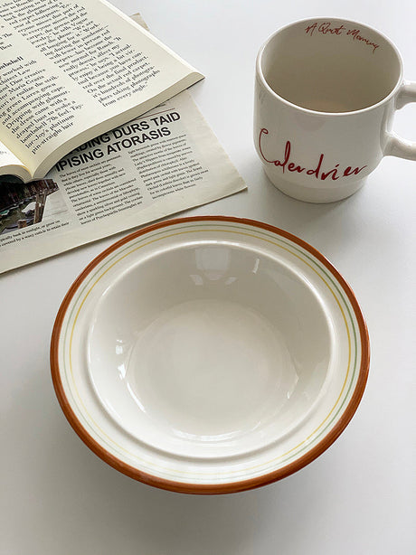 YASUKI Minja Retro Striped Ceramic Soup Bowl from YASUKI