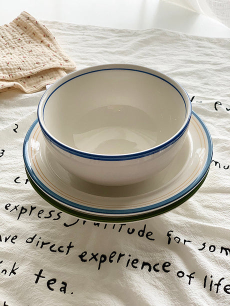 YASUKI Minja Retro Striped Ceramic Soup Bowl from YASUKI