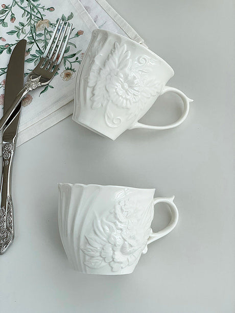 YASUKI Amelie Elegant Floral Relief Ceramic Coffee Set from YASUKI
