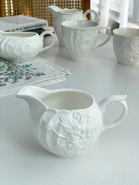 YASUKI Amelie Elegant Floral Relief Ceramic Coffee Set from YASUKI