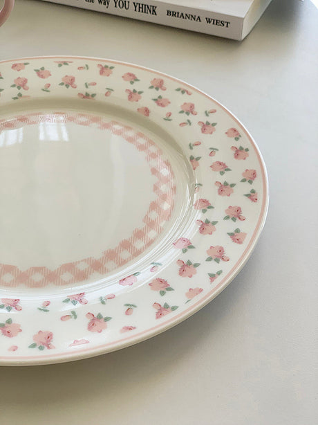 YASUKI Thalia Elegant Pink Checkered Dining Plate from YASUKI