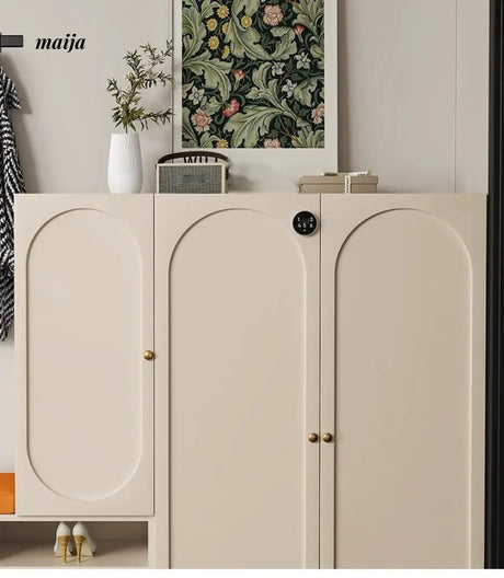 MEIHOUSE Cream Shoe Cabinet with Password Lock Entryway Storage Bench from MEIHOUSE