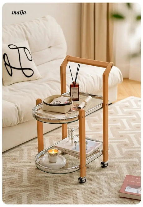 LOWERLEFT Wooden Glass Swivel Cart from Lower Left