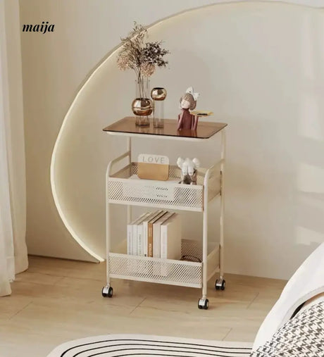 Gladys Movable Bedside Table and Storage Cart from Yeter