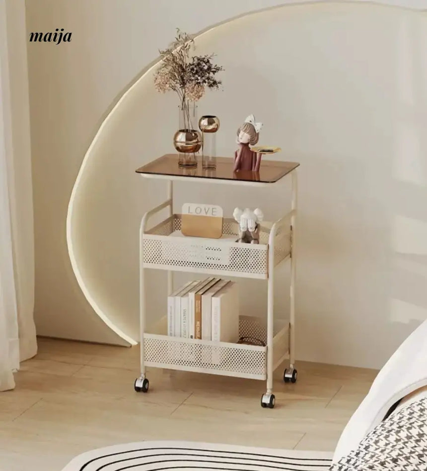 Gladys Movable Bedside Table and Storage Cart from Yeter
