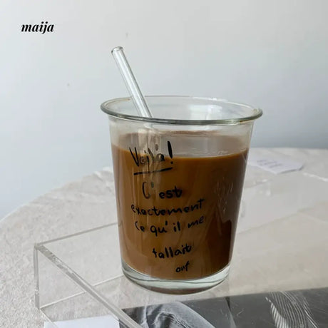 BANKE French Letter Printed Ice Coffee Glass Cup from BANKE