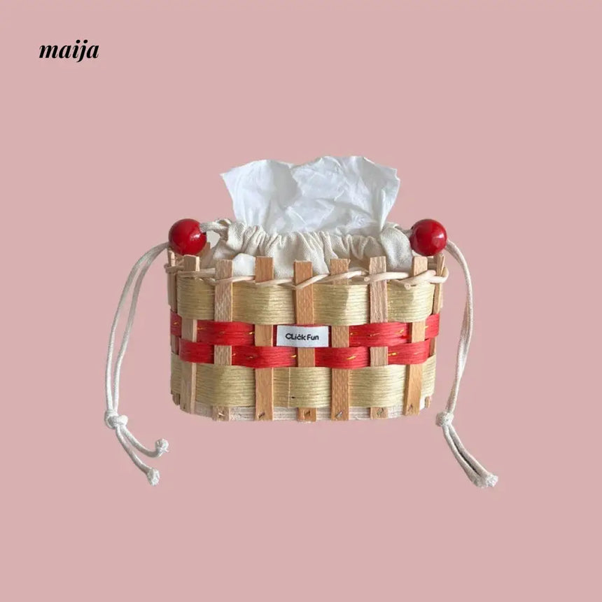CLICK Colorful Woven Tissue Storage Basket with Drawstring from CLICK