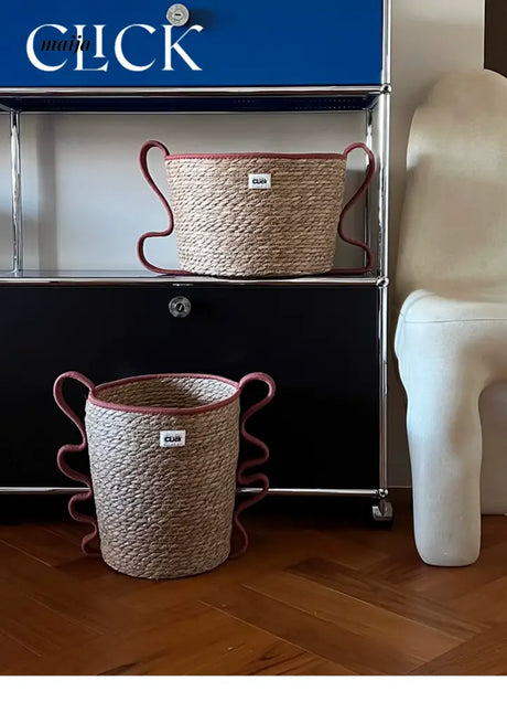 CLICK Handwoven Straw Storage Bucket Toy Basket from HOBBYTREE