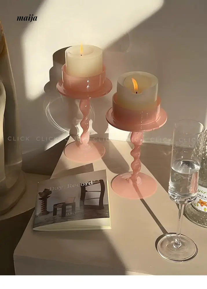 CLICK Fuchsia Spiral Candle Handmade for Valentine's Day from CLICK