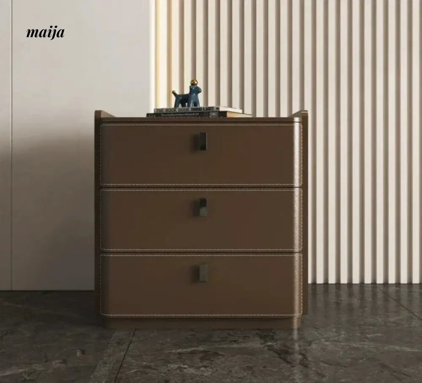 Jacobson Leather Wrap Bedside Table from Mufanli