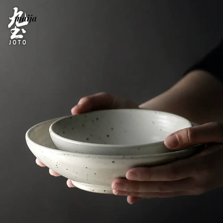 JOTO Eight Year Rough Ceramic Fruit Plate Handmade Retro Dish from MOSE