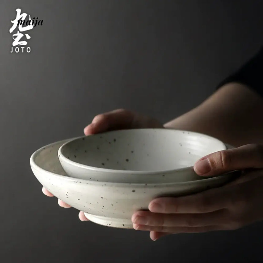 JOTO Eight Year Rough Ceramic Fruit Plate Handmade Retro Dish from MOSE