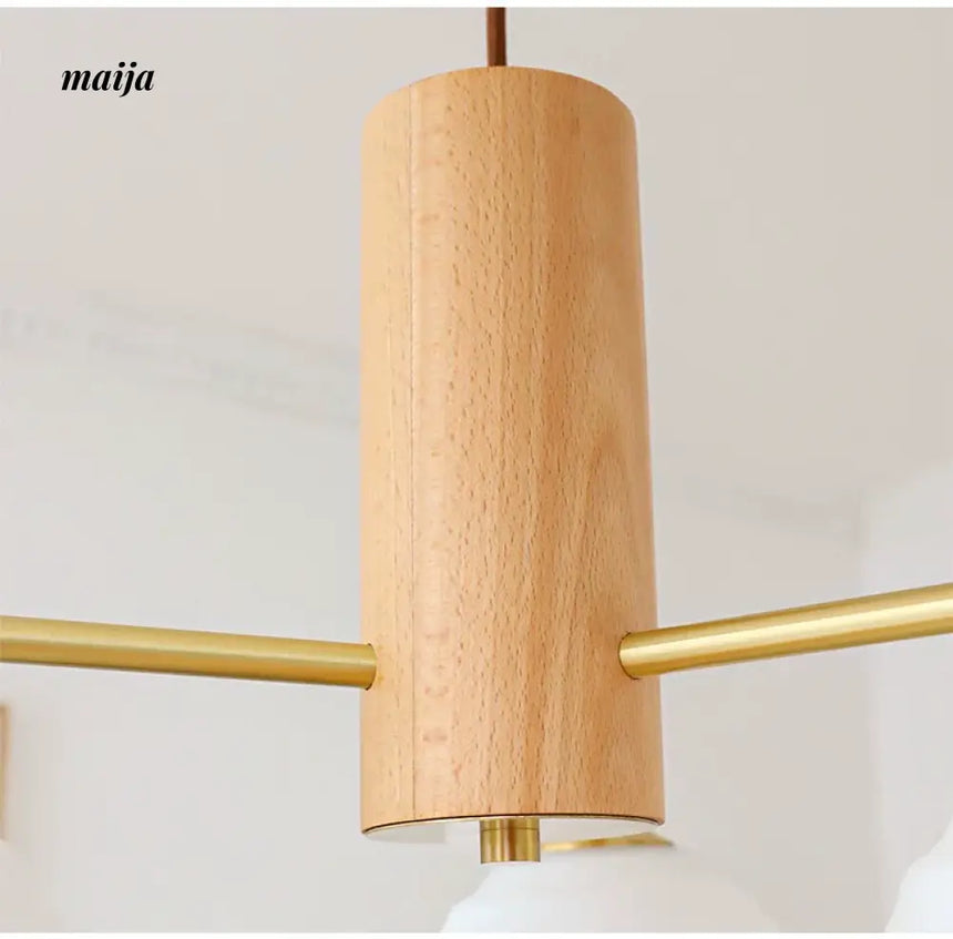 NANCY Japanese Retro Glass Chandelier Walnut Style from NANCY