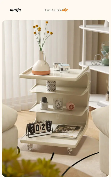 PUMPKIN BOX Acrylic Cream Coffee Table Cart from PUMPKIN BOX