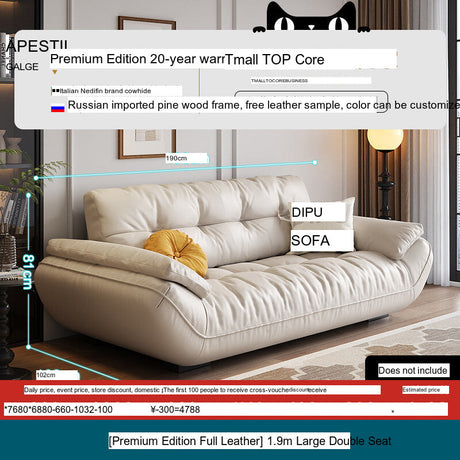 DIPU Cassius Minimalist Cream Leather Sofa from DIPU