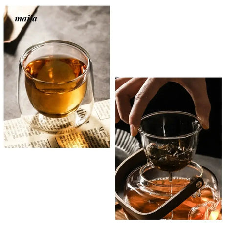 Flower Heat Resistant Glass Tea Set with Tray from KIMACHI