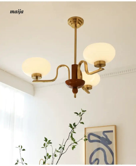 NANCY Teak Chandelier Modern Retro Glass Design from NANCY