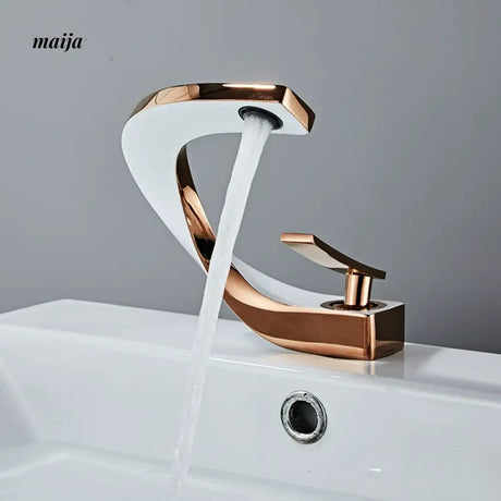 Creative Curve Copper Basin Faucet from Kaiyashi