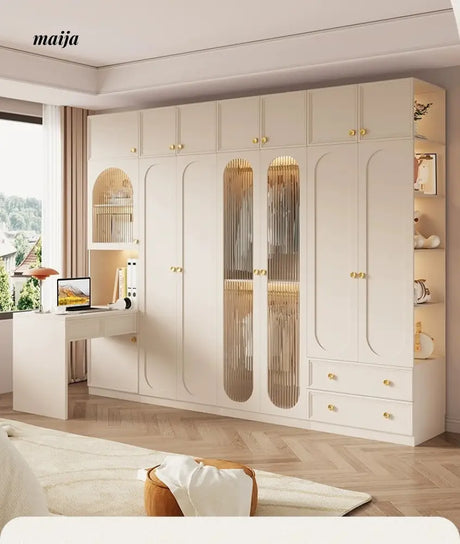 MEIHOUSE French Cream Wardrobe Modern Bedroom Storage Cabinet from MEIHOUSE