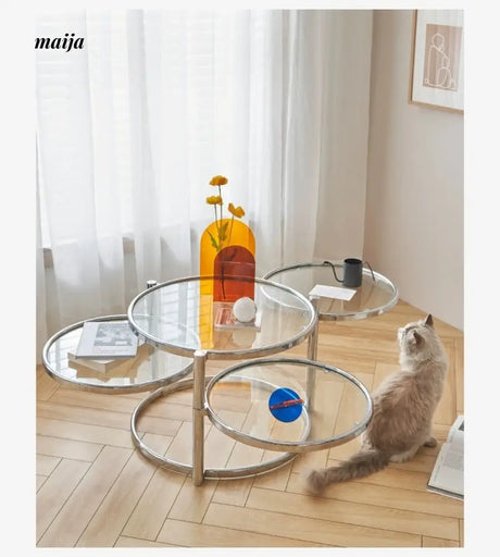 LOWERLEFT Rotating Glass Tea Table from Lower Left