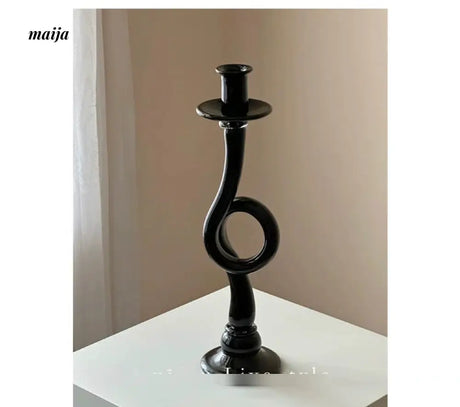 GUIFOU Retro Black Glass Candlestick from GUIFOU