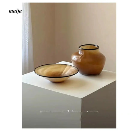 GUIFOU Antique Style Glazed Vase and Tray Set from GUIFOU