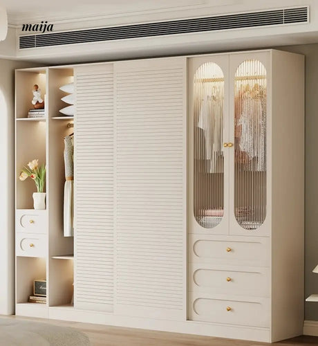 MEIHOUSE French Cream Sliding Door Bedroom Wardrobe Modern Storage from MEIHOUSE
