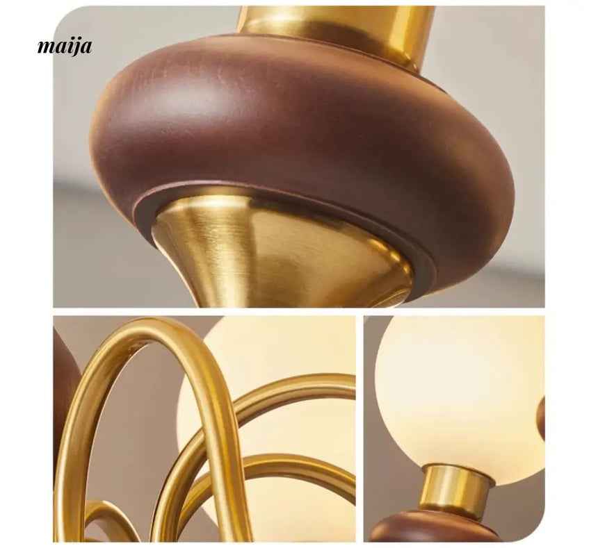 NANCY Retro Walnut Living Room Chandelier Eye Protection from HOBBYTREE