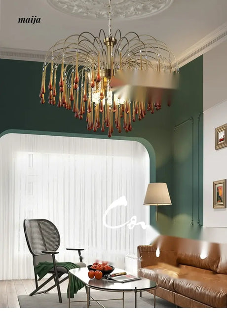 NANCY Crystal Chandelier Water Drop Lamp Retro Design from NANCY