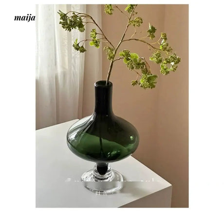 GUIFOU Narrow Mouth Green Glass Vase from GUIFOU