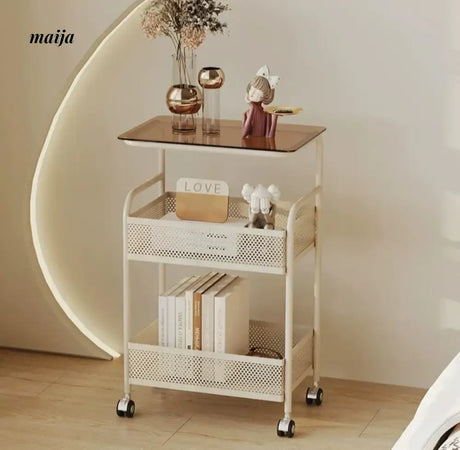 Gladys Movable Bedside Table and Storage Cart from Yeter