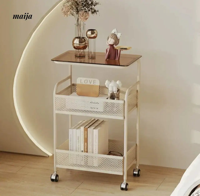 Gladys Movable Bedside Table and Storage Cart from Yeter