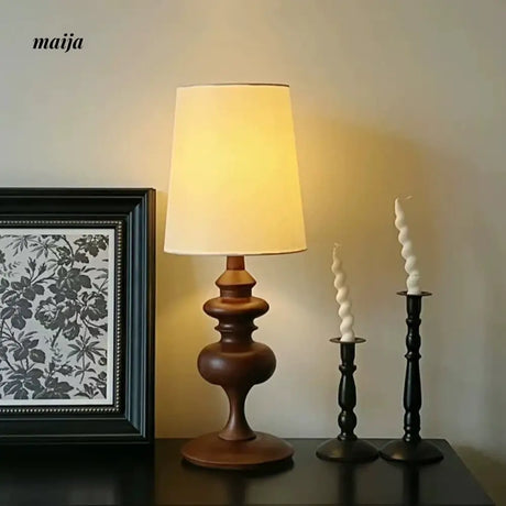 Romantic Solid Wood Retro Table Lamp from maija
