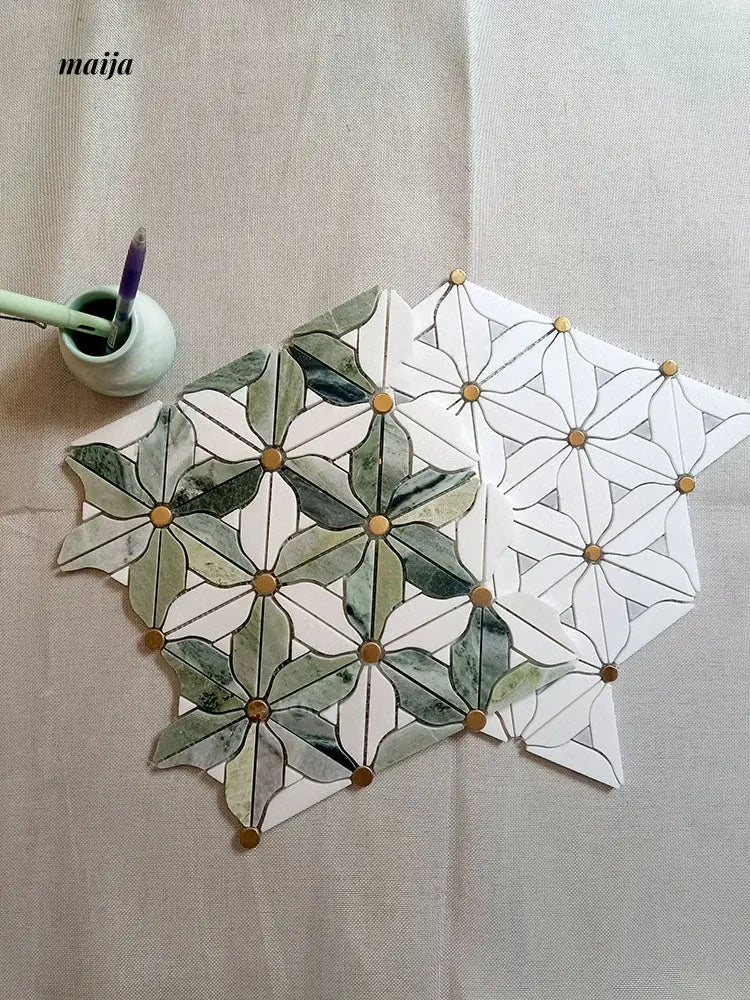 Emerald Mosaic Marble Tiles from LIZARD KING