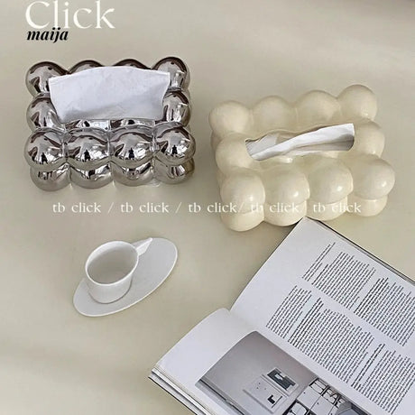 CLICK Cute Ceramic Storage Box with Silver Wipes Holder from CLICK