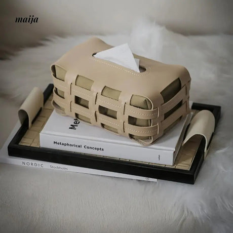 MUYE Leather Hand Woven Tissue Box from MUYE